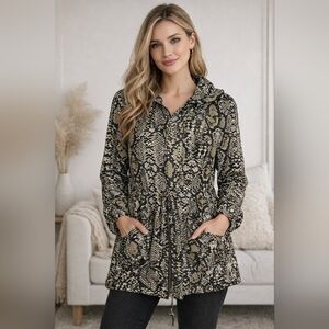 Daniel Rainn Snake Print Anorak Hooded Jacket Large